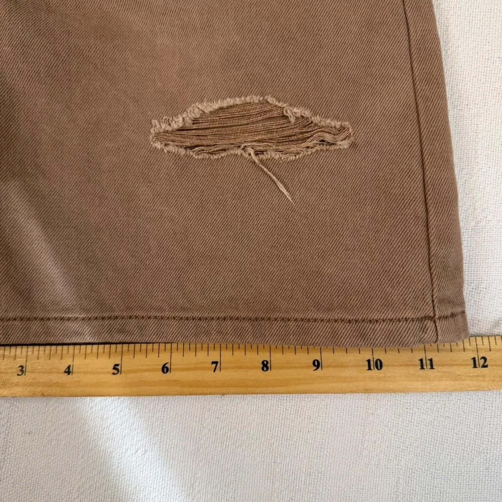 Wild Fable Highest Rise Bermuda Shorts Brown Distressed Denim Womens 4/27 New